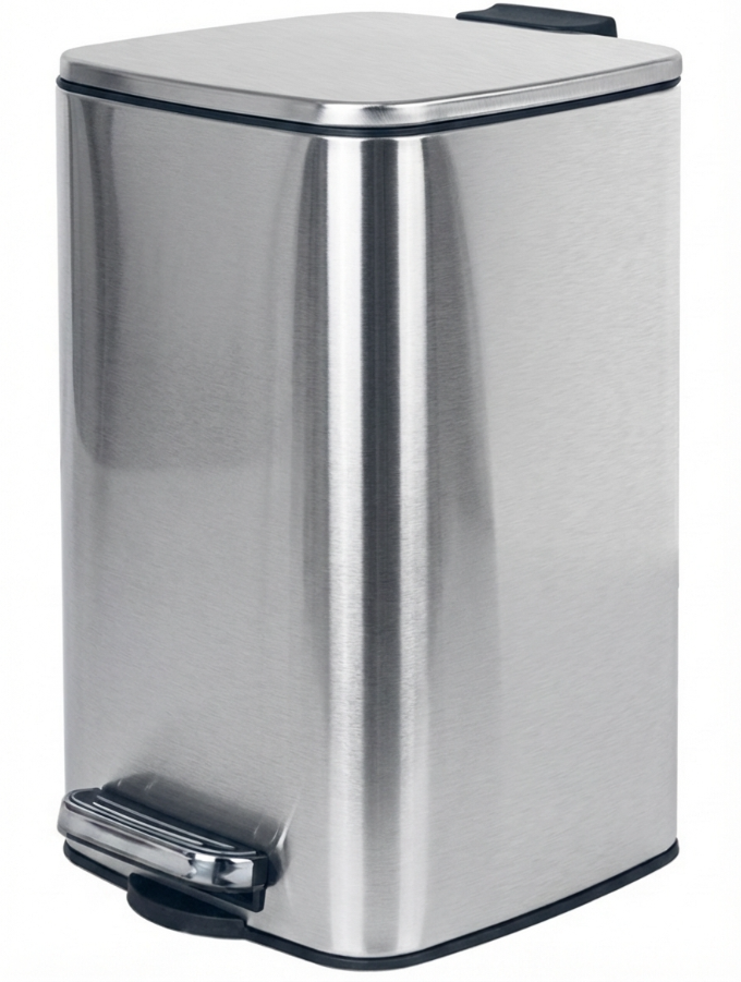 60L Large Square Kitchen Step Trash Can (16 Gallon) - Stainless Steel Automatic Waste Basket with Wide Metal Foot Pedal & Soft-Close Lid, Odor-Sealing Garbage Bin for Home, Office, Commercial Use