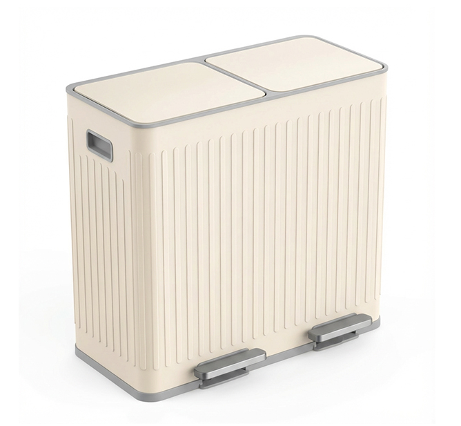 80L Dual Compartment Kitchen Step Trash Can (2x40L / 21 Gallon) - Large Roman Fluted Recycling Bin with Independent Lids and Foot Pedals, Waste Sorting Garbage Bin for Home Office